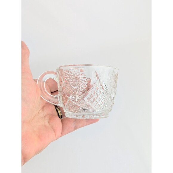 Set of 4 Duncan & Miller EAPG Punch Cups 1890s Clear Glass Star Diamond Pattern - Picture 5 of 9